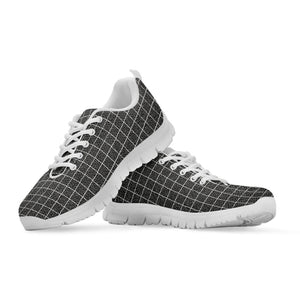 Noisy Windowpane Pattern Print White Running Shoes