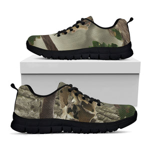 Oak Tree Hunting Camouflage Print Black Running Shoes