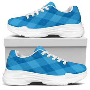 Ocean Blue Argyle Pattern Print White Chunky Shoes
