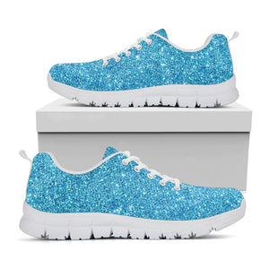 Ocean Blue (NOT Real) Glitter Print White Running Shoes