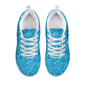 Ocean Blue (NOT Real) Glitter Print White Running Shoes
