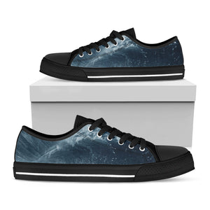 Ocean Wave Print Black Low Top Sneakers
