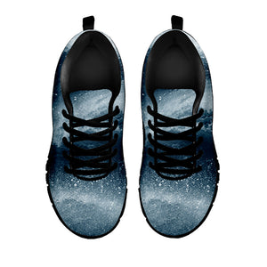 Ocean Wave Print Black Running Shoes