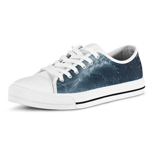 Ocean Wave Print White Low Top Sneakers