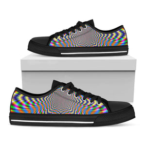 Octagonal Psychedelic Optical Illusion Black Low Top Sneakers