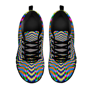 Octagonal Psychedelic Optical Illusion Black Running Shoes