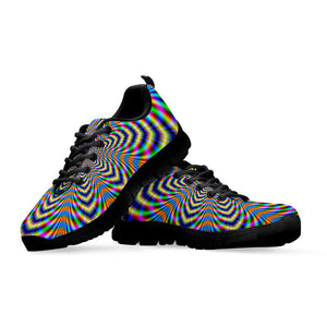 Octagonal Psychedelic Optical Illusion Black Running Shoes