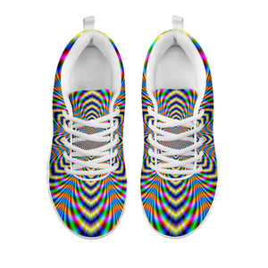 Octagonal Psychedelic Optical Illusion White Running Shoes
