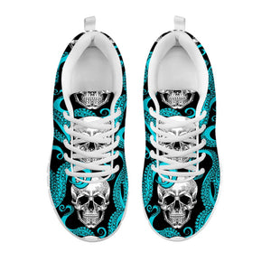 Octopus Tentacles Skull Pattern Print White Running Shoes