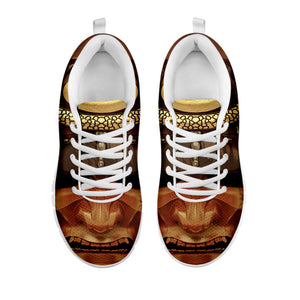 Old Japanese Samurai Mask Print White Running Shoes