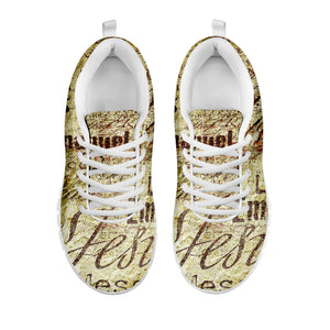 Old Religious Words Print White Running Shoes