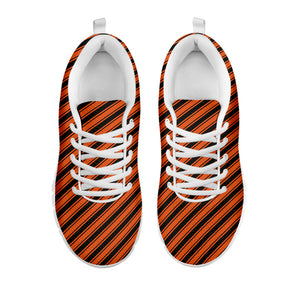Orange And Black Halloween Pattern Print White Running Shoes