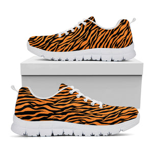 Orange And Black Tiger Stripe Print White Running Shoes
