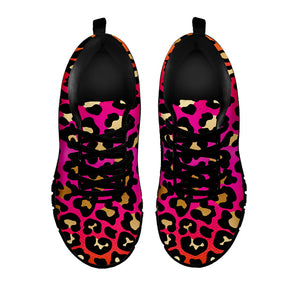 Orange And Purple Leopard Print Black Running Shoes