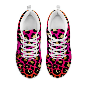 Orange And Purple Leopard Print White Running Shoes