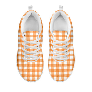 Orange And White Check Pattern Print White Running Shoes