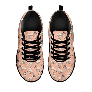 Orange Bull Terrier Pattern Print Black Running Shoes