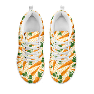 Orange Carrot Pattern Print White Running Shoes