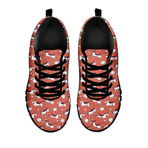 Orange Doodle Bull Terrier Pattern Print Black Running Shoes