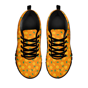 Orange Fruit Slices Pattern Print Black Running Shoes