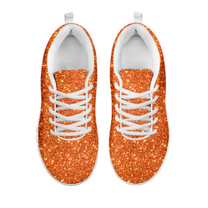 Orange (NOT Real) Glitter Print White Running Shoes
