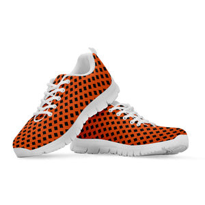 Orange Halloween Pattern Print White Running Shoes