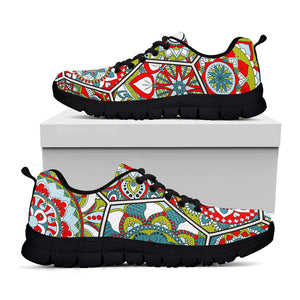Oriental Mandala Bohemian Pattern Print Black Running Shoes