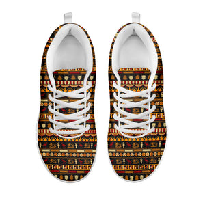 Ornament Egyptian Pattern Print White Running Shoes