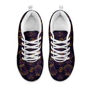 Ornament Tiki Mask Pattern Print White Running Shoes