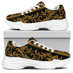 Ornamental Western Damask Print White Chunky Shoes