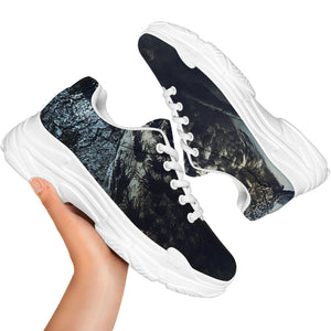 Owl At Night Print White Chunky Shoes