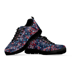 Paisley Floral Bohemian Pattern Print Black Running Shoes