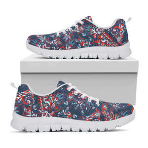 Paisley Floral Bohemian Pattern Print White Running Shoes