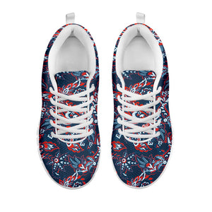 Paisley Floral Bohemian Pattern Print White Running Shoes