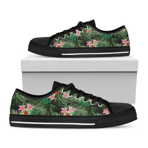 Palm Hawaiian Tropical Pattern Print Black Low Top Sneakers
