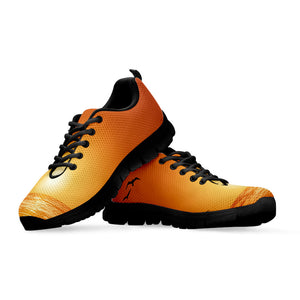 Palm Tree Beach Sunset Print Black Running Shoes