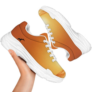 Palm Tree Beach Sunset Print White Chunky Shoes