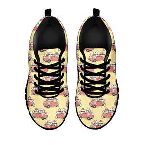 Panda Firefighter And Cat Pattern Print Black Running Shoes