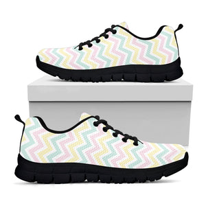 Pastel Chevron Pattern Print Black Running Shoes