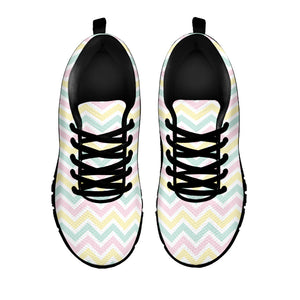 Pastel Chevron Pattern Print Black Running Shoes