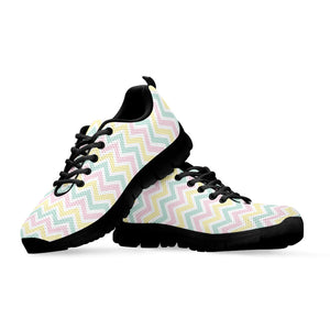 Pastel Chevron Pattern Print Black Running Shoes