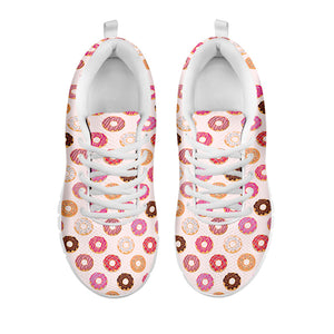 Pastel Donut Pattern Print White Running Shoes