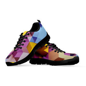 Pastel Geometric Cubic Print Black Running Shoes
