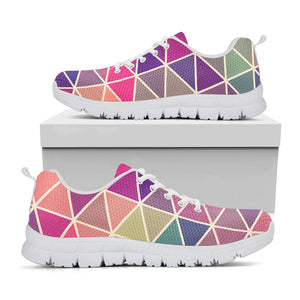Pastel Geometric Shape Pattern Print White Running Shoes