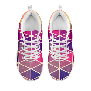 Pastel Geometric Shape Pattern Print White Running Shoes