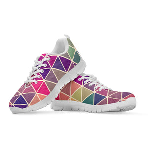 Pastel Geometric Shape Pattern Print White Running Shoes