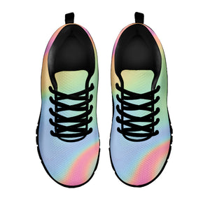 Pastel Holographic Print Black Running Shoes
