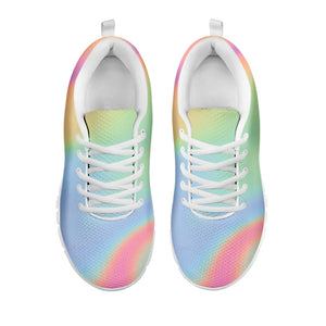 Pastel Holographic Print White Running Shoes