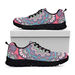 Pastel Mandala Bohemian Pattern Print Black Running Shoes