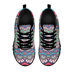 Pastel Mandala Bohemian Pattern Print Black Running Shoes